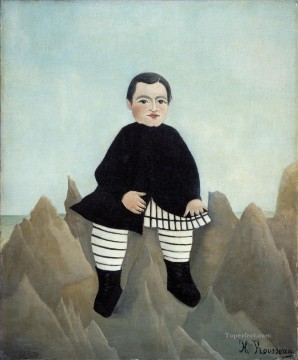 Enrique Rousseau Painting - Boy on the Rocks enfant aux rochers Henri Rousseau Postimpresionismo Primitivismo ingenuo